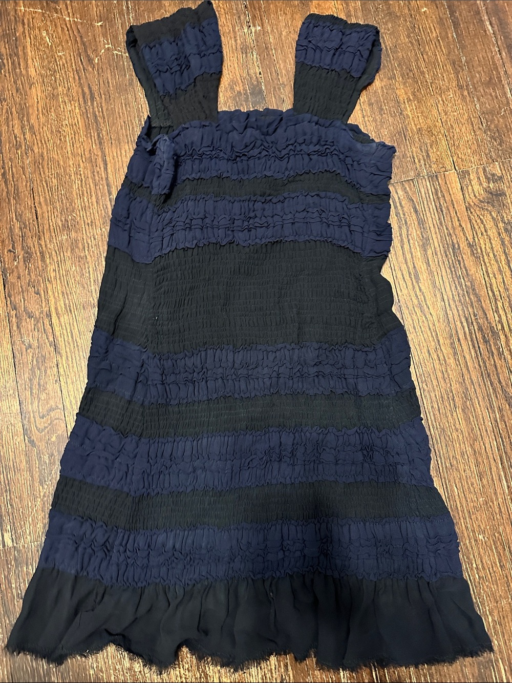 Yoana Baraschi Navy and Black Ruffled Sundress
